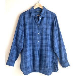 Lauren Ralph Lauren Womens Size Large 100% Linen Shirt Popover